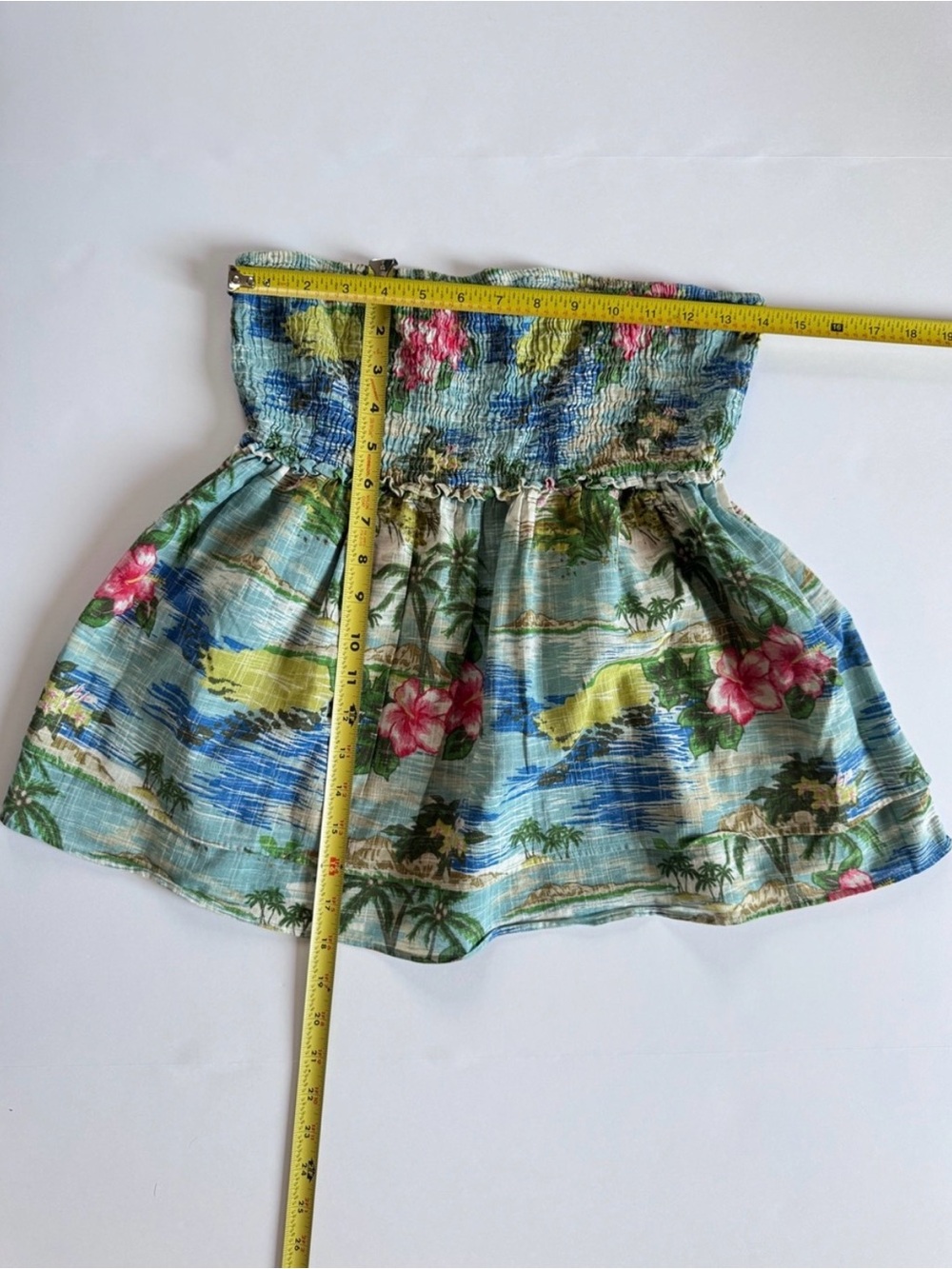 Mossimo Supply Co. Blue, Green & Pink Tropical Strapless Top,Size Large - Picture 4 of 6